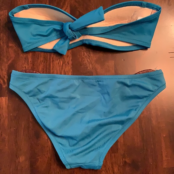 J. Crew XS blue bandeau bikini top and bottoms - Picture 2 of 5